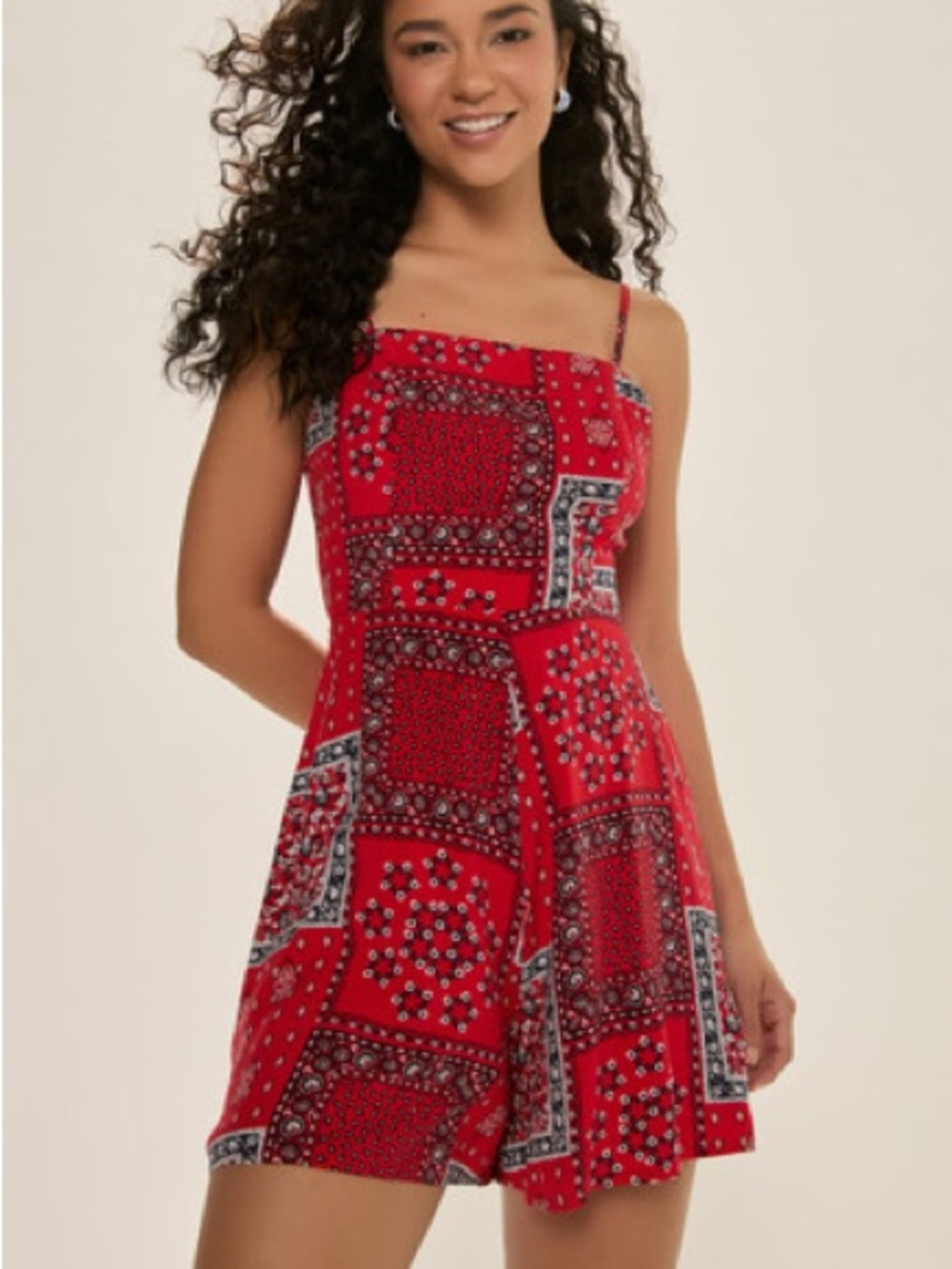 francesca's Amanda Bandana Print Romper size large